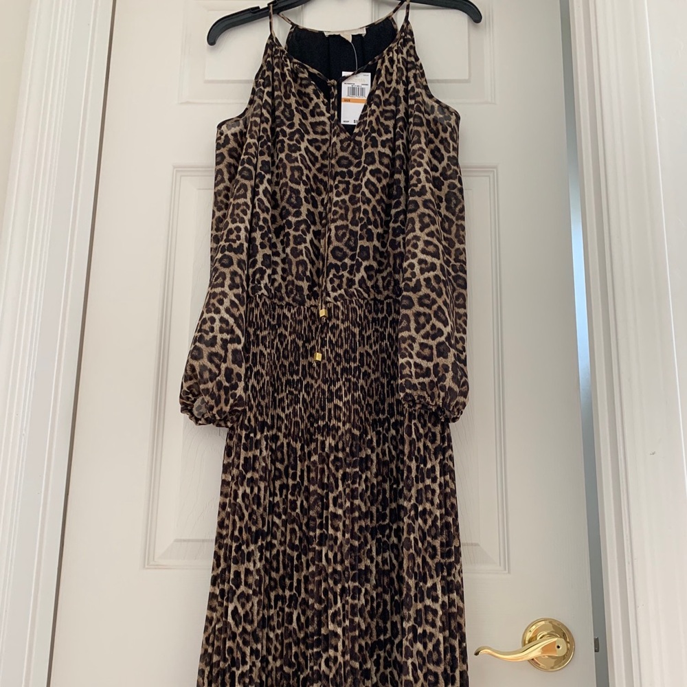 Michael Kors Animal Print Cold Shoulder Dress